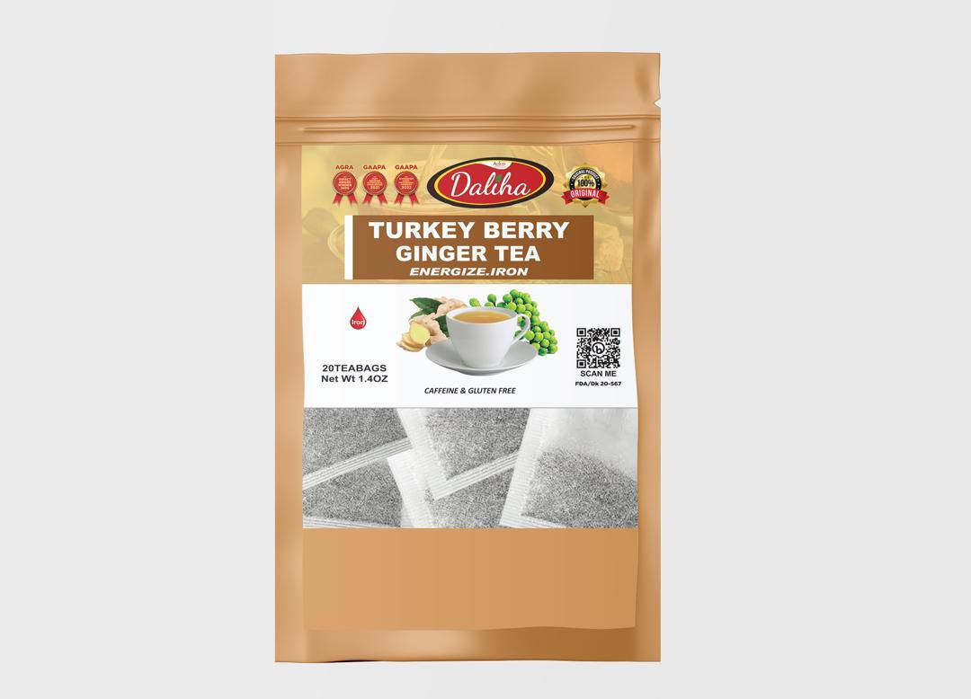 Turkey Berry Ginger Tea 20 Bags | Blood Iron & Immunity Support | Daliha