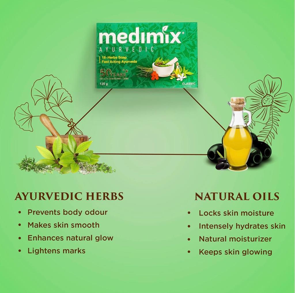 Medimix 18 Herbs Ayurvedic Bar Soap, 125g