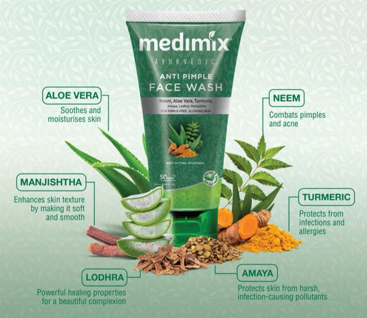 Medimix Ayurvedic Anti Pimple Face Wash, Neem, Aloe Vera, Turmeric, 150ml