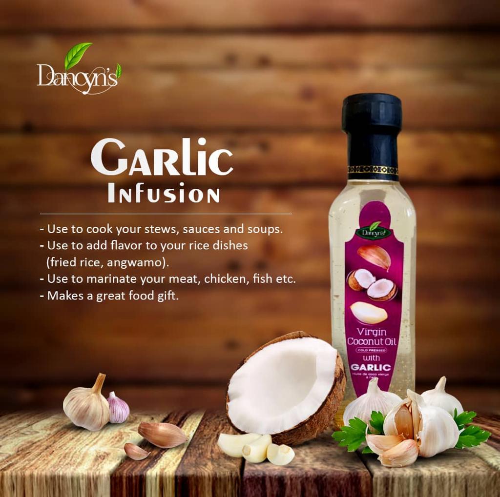 Virgin Coconut Oil, Cold Pressed with Garlic by Dancyn's, 250ml