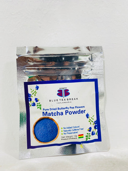 Pure Dried Butterfly Pea Flowers (Matcha Powder) 12g, Blue Tea Break