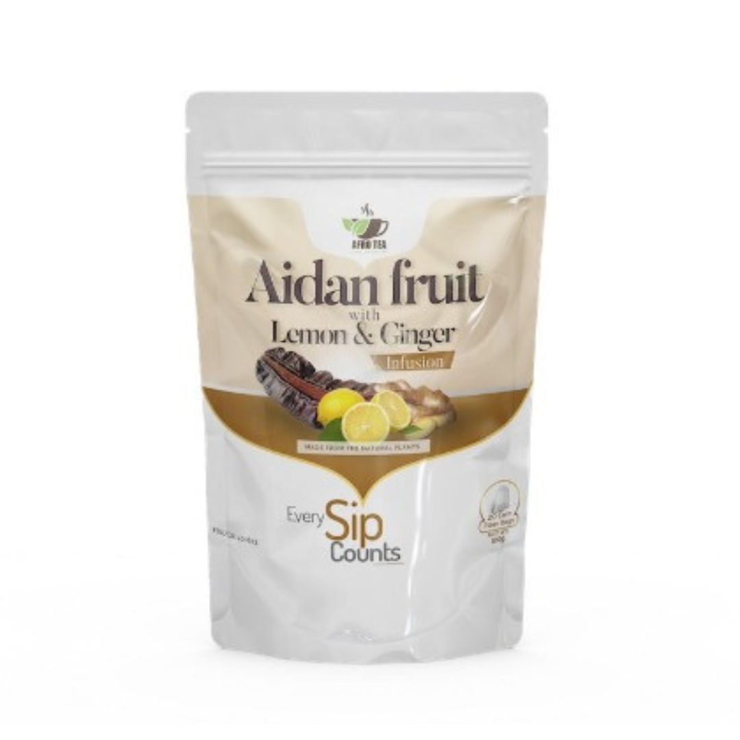 Prekese (Aidan Fruit) with Lemon & Ginger Infusion, 20 Teabags, Afro Tea