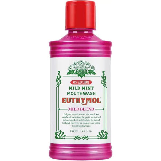 Euthymol Mild Mint Mouth Wash (0% Alcohol) - Fresh Breath & Oral Care, 500ml