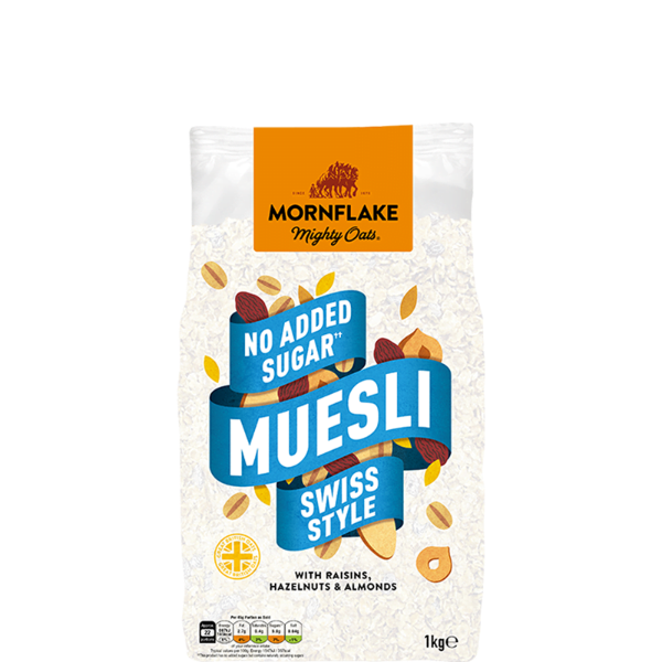 Swiss Style Muesli with Raisins, Hazelnuts & Almonds, Mornflake Mighty Oats, 1kg
