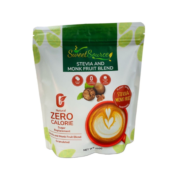 Stevia And Monk Fruit Blend (Zero Calorie) Granulated Sugar Replacement, 250g.