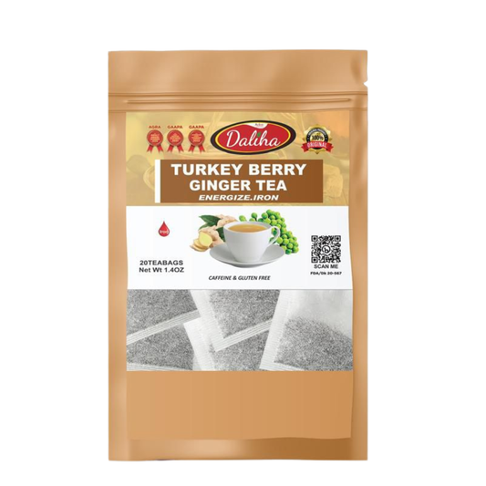 Turkey Berry Ginger Tea 20 Bags | Blood Iron & Immunity Support | Daliha