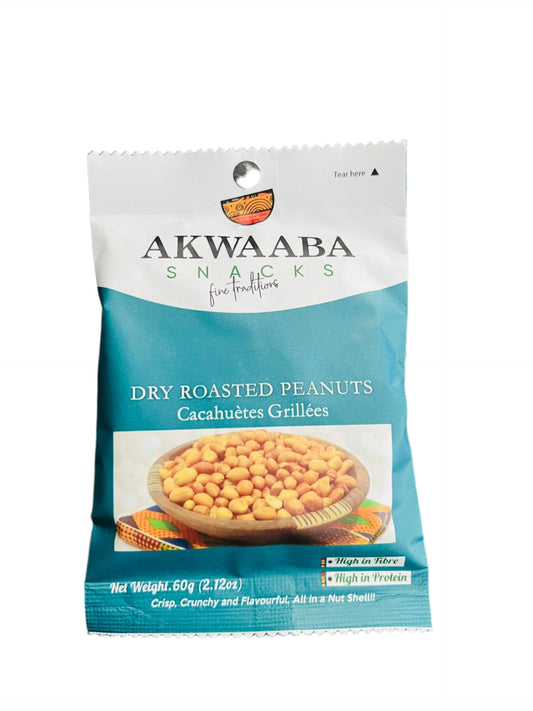 Dry Roasted peanuts by Akwaaba Snacks, 60g.