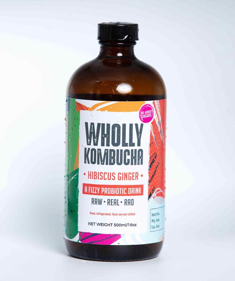Kombucha Hibiscus Ginger Probiotic Drink- 500ml