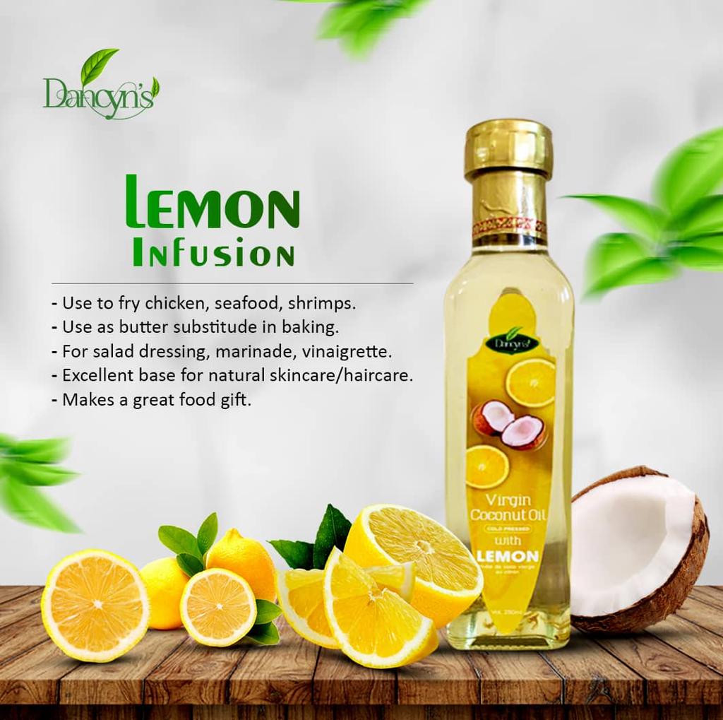Virgin Coconut Oil, Cold Pressed with Lemon, 250ml, Dancyn's