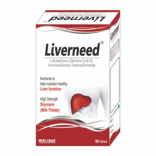 Liverneed Tablets with Milk Thistle, 30 tablets.